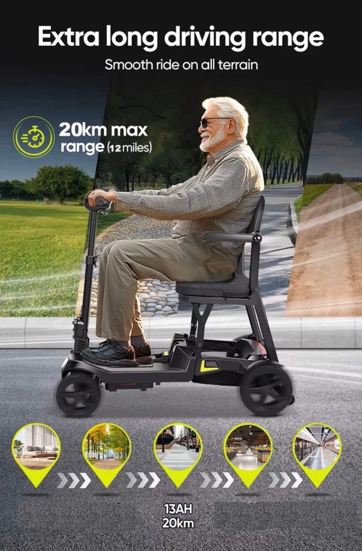Ultra Light Traveller/YL-985A Folding Mobility Scooter,Ultra Lightweight, 12 Mile Range, 14.5KG