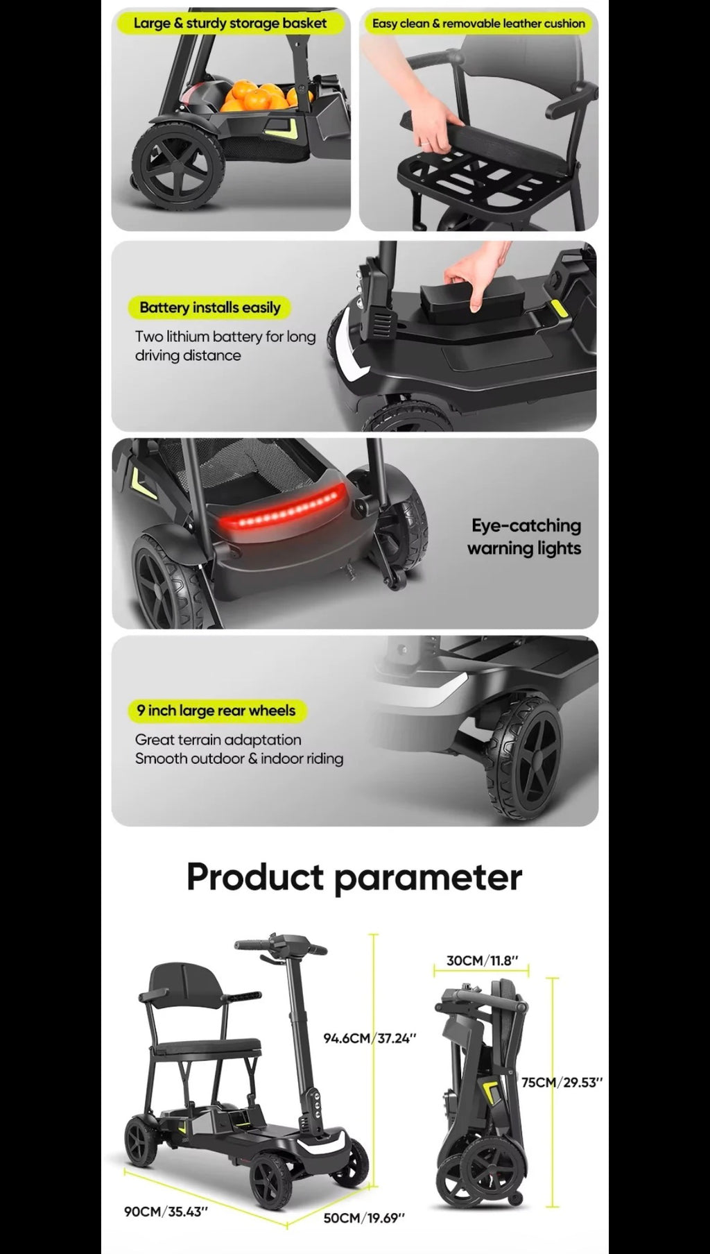 Ultra Light Traveller/YL-985A Folding Mobility Scooter,Ultra Lightweight, 12 Mile Range, 14.5KG