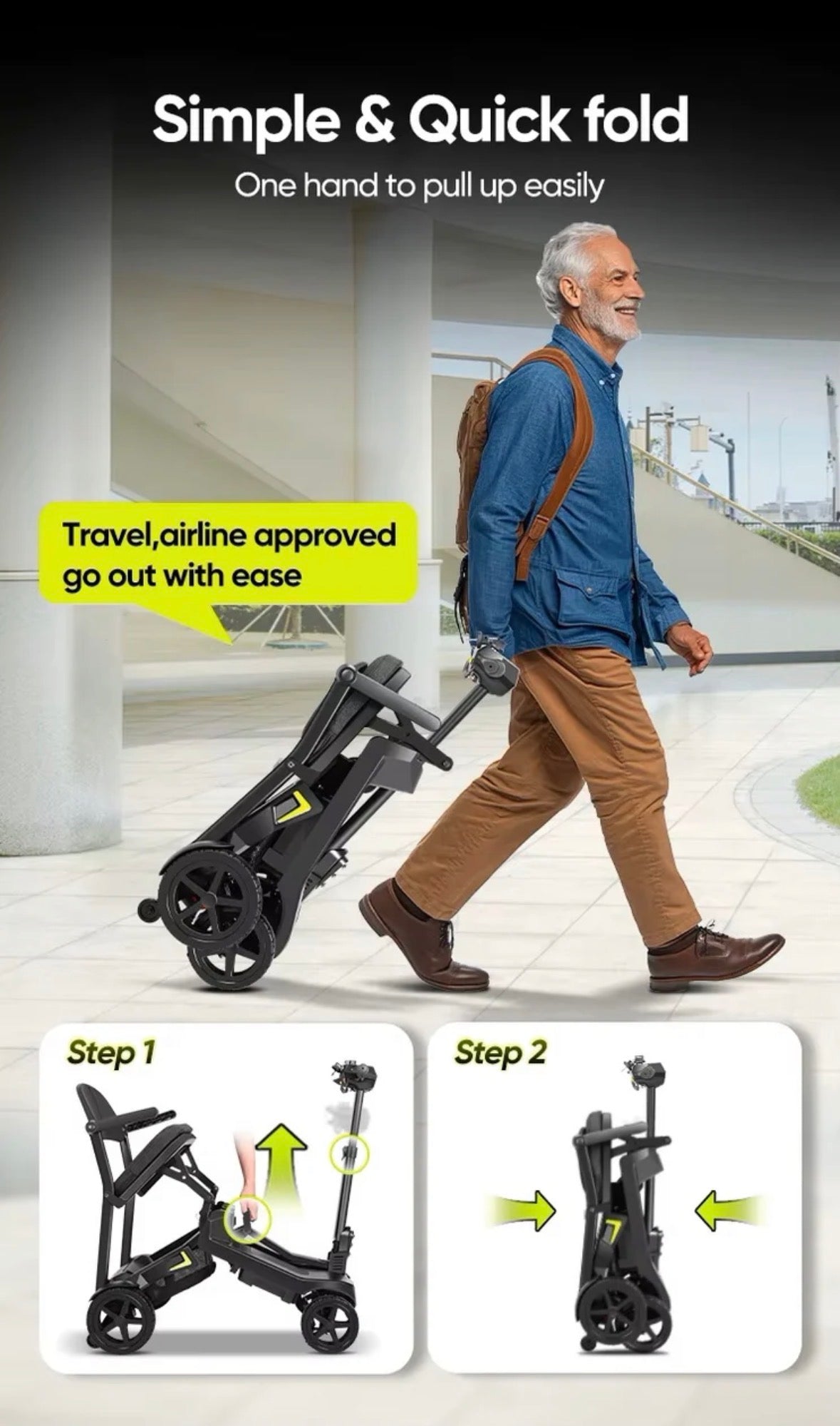 Ultra Light Traveller/YL-985A Folding Mobility Scooter,Ultra Lightweight, 12 Mile Range, 14.5KG
