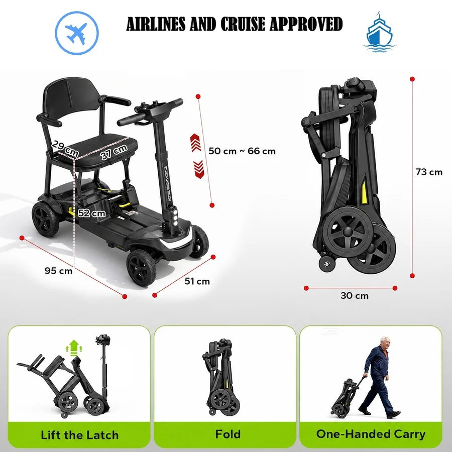 Prime Light Traveler /YL-985S Folding Mobility Scooter,Lightweight,16.5KG,12 Miles Range