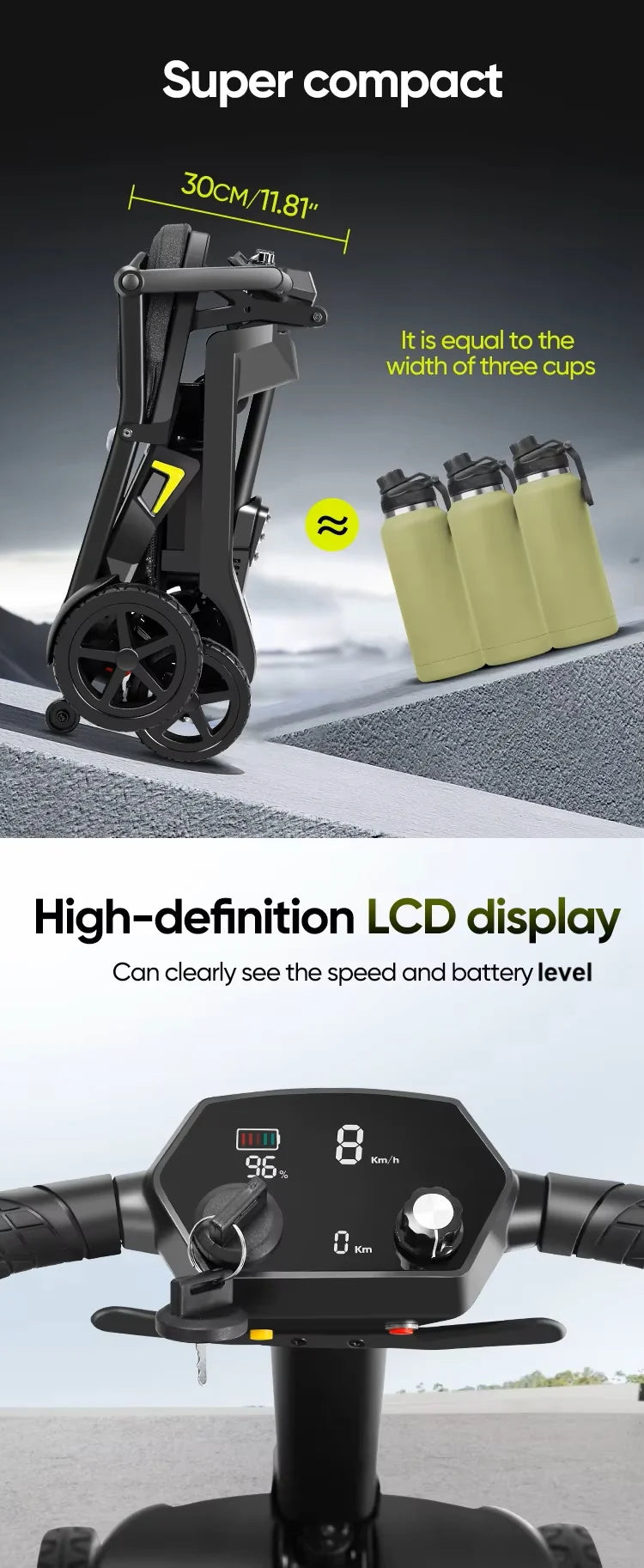 Prime Light Traveler /YL-985S Folding Mobility Scooter,Lightweight,16.5KG,12 Miles Range