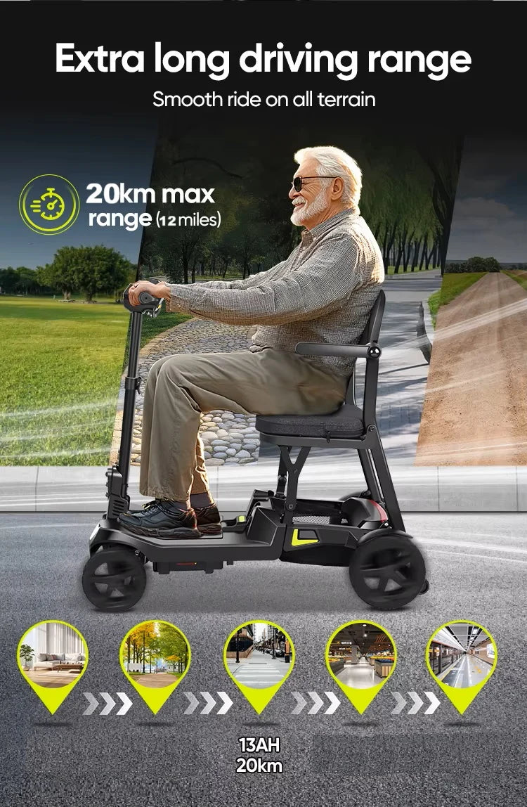 Prime Light Traveler /YL-985S Folding Mobility Scooter,Lightweight,16.5KG,12 Miles Range