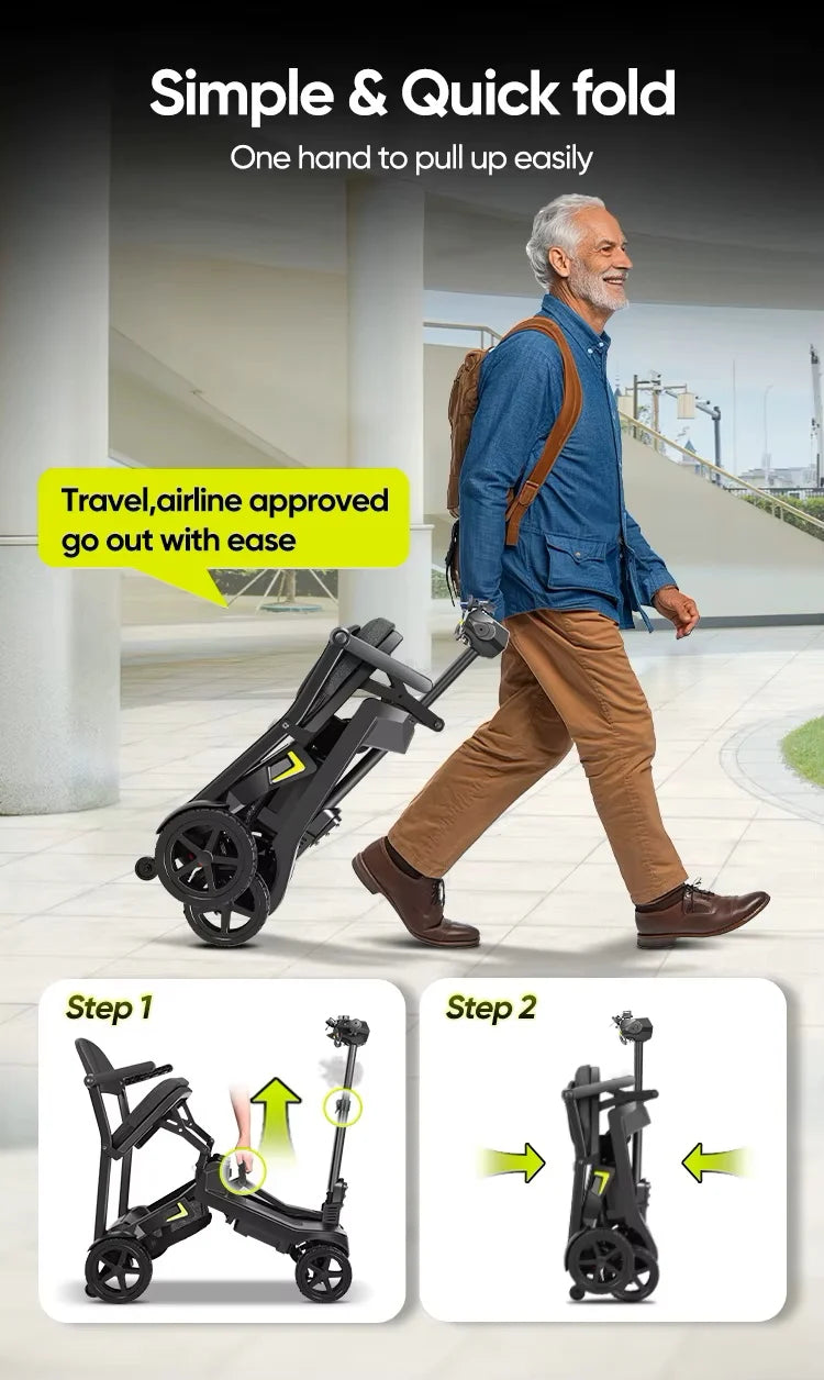 Prime Light Traveler /YL-985S Folding Mobility Scooter,Lightweight,16.5KG,12 Miles Range