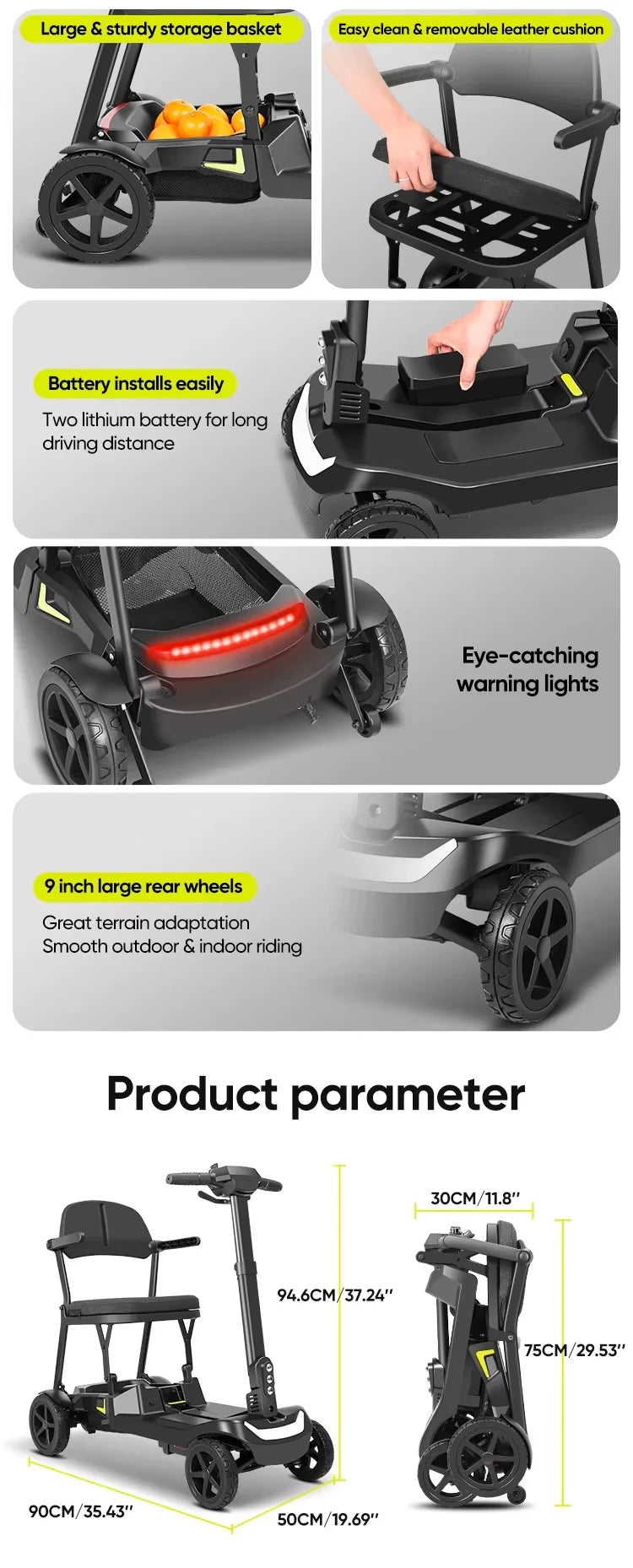 Prime Light Traveler /YL-985S Folding Mobility Scooter,Lightweight,16.5KG,12 Miles Range