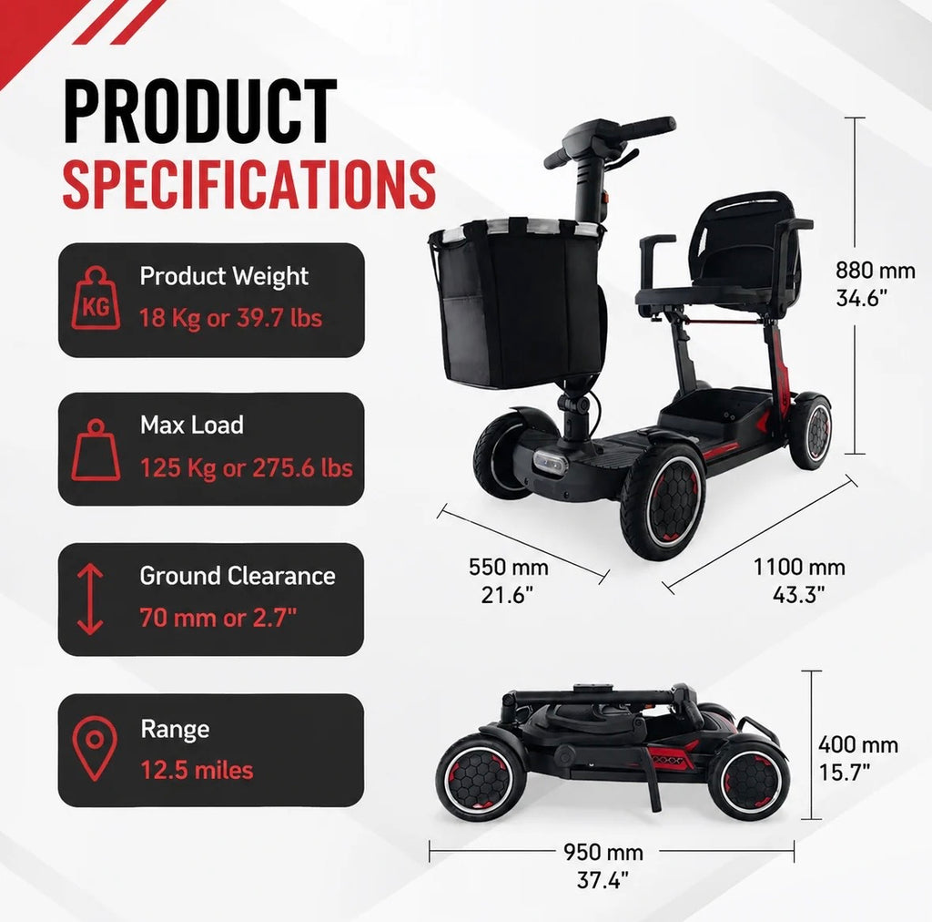 YL-966 Folding Mobility Scooter Lightweight 19kg