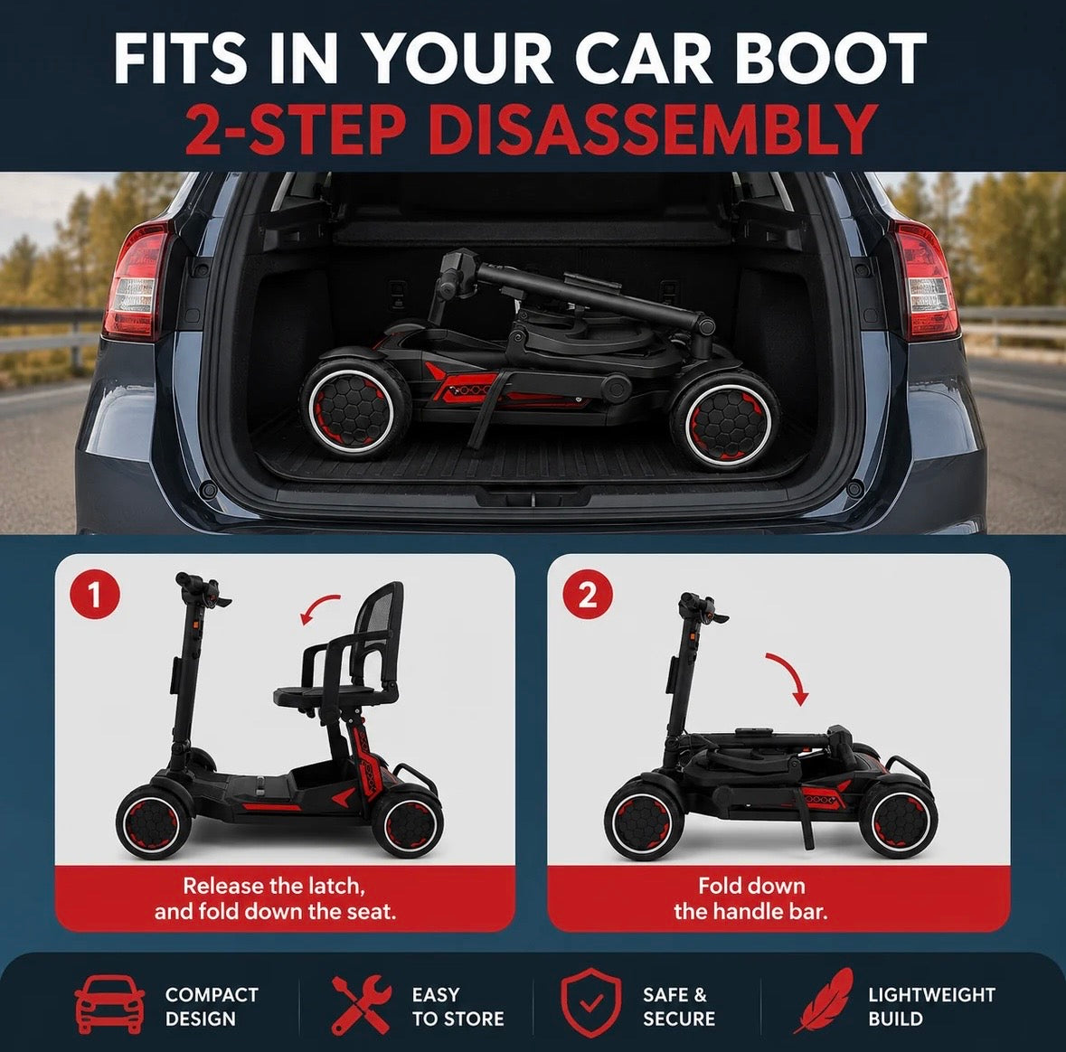 YL-966 Folding Mobility Scooter Lightweight 19kg