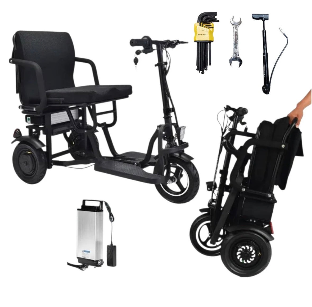 SCOTE-48350 Folding Mobility Scooter 3 Wheel Li-ion Dual Motor 700W, 20 Mile Range