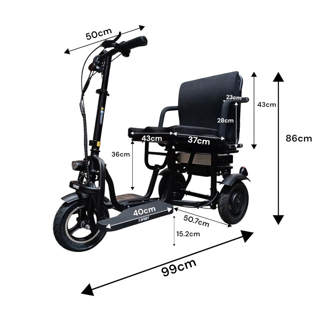 SCOTE-48350 Folding Mobility Scooter 3 Wheel Li-ion Dual Motor 700W, 20 Mile Range