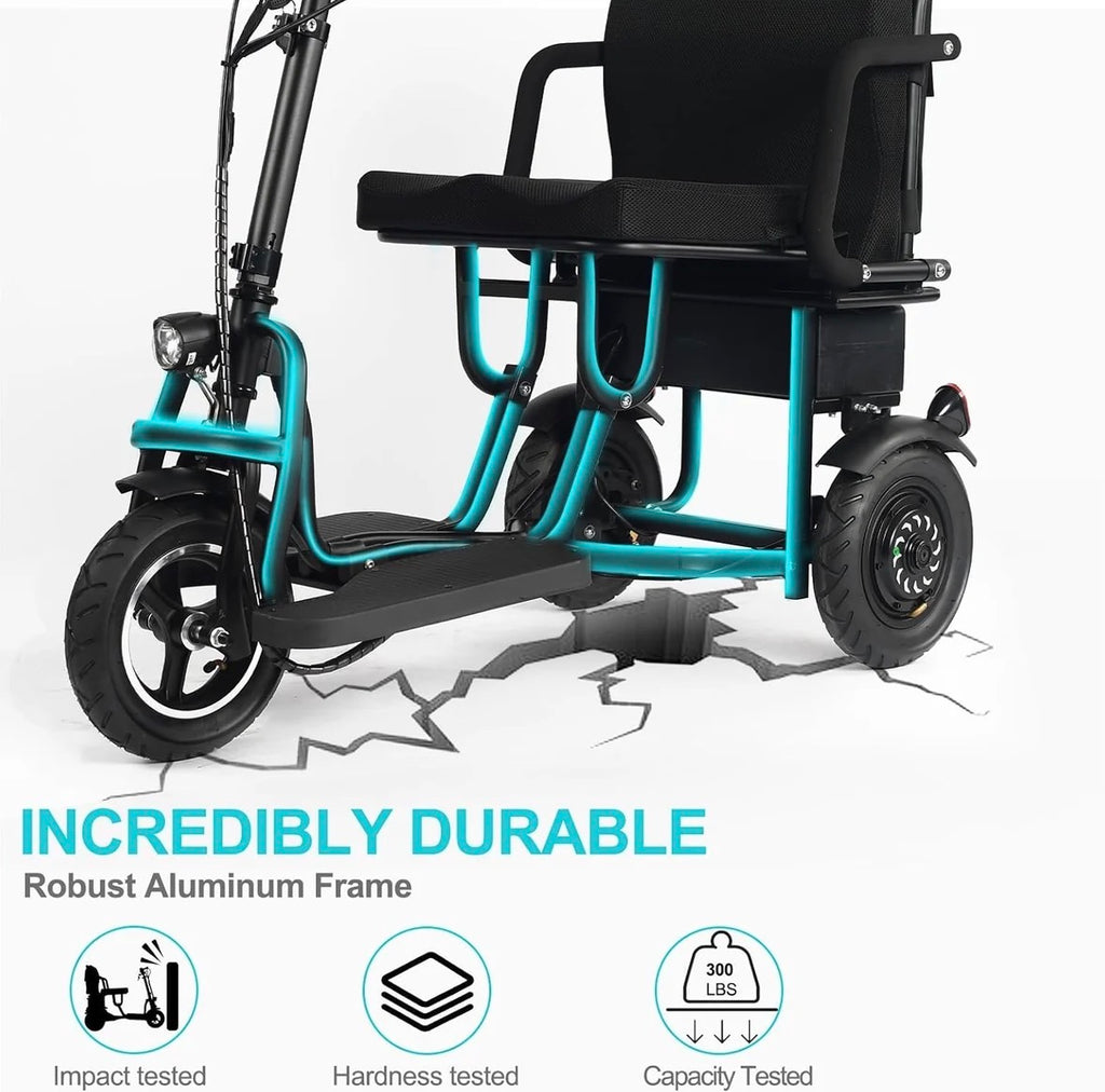 SCOTE-48350 Folding Mobility Scooter 3 Wheel Li-ion Dual Motor 700W, 20 Mile Range