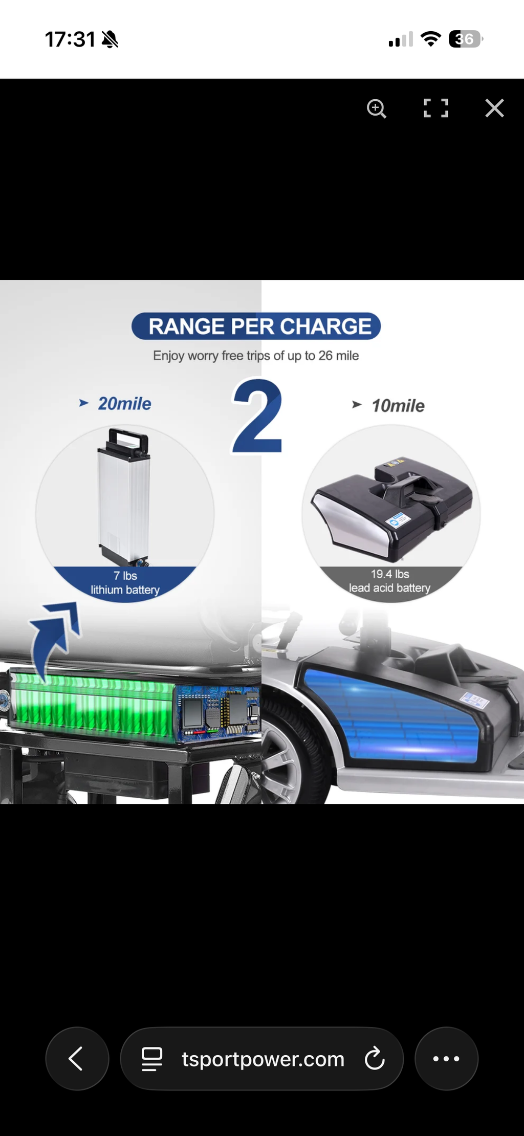 SCOTE-48350 Folding Mobility Scooter 3 Wheel Li-ion Dual Motor 700W, 20 Mile Range