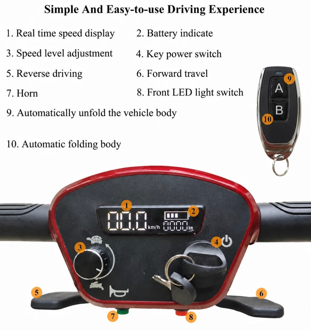 X5 Auto Folding Mobility Scooter With Removable Battery 24kg,12 Mile Range